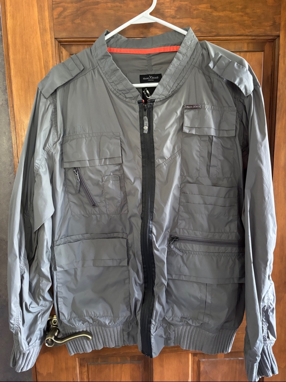 Marc Ecko Gray Lightweight Utility Jacket with Orange Trim